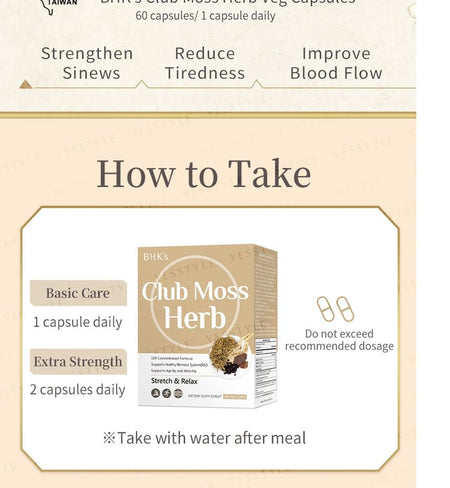 BHK’s - Club Moss Herb Veg Capsule, 60 capsules, 240 g, 4713051526844