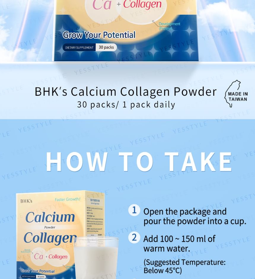 BHK’s - Calcium Collagen Powder, 16g x 15 packs, 200 g, 4713051524109