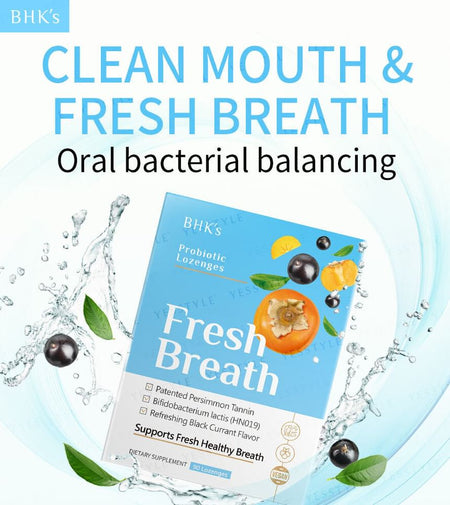 BHK’s - Fresh Breath Ex Probiotic Lozenge Black Currant Flavor, 90 tablets, 240 g, 4713051524666