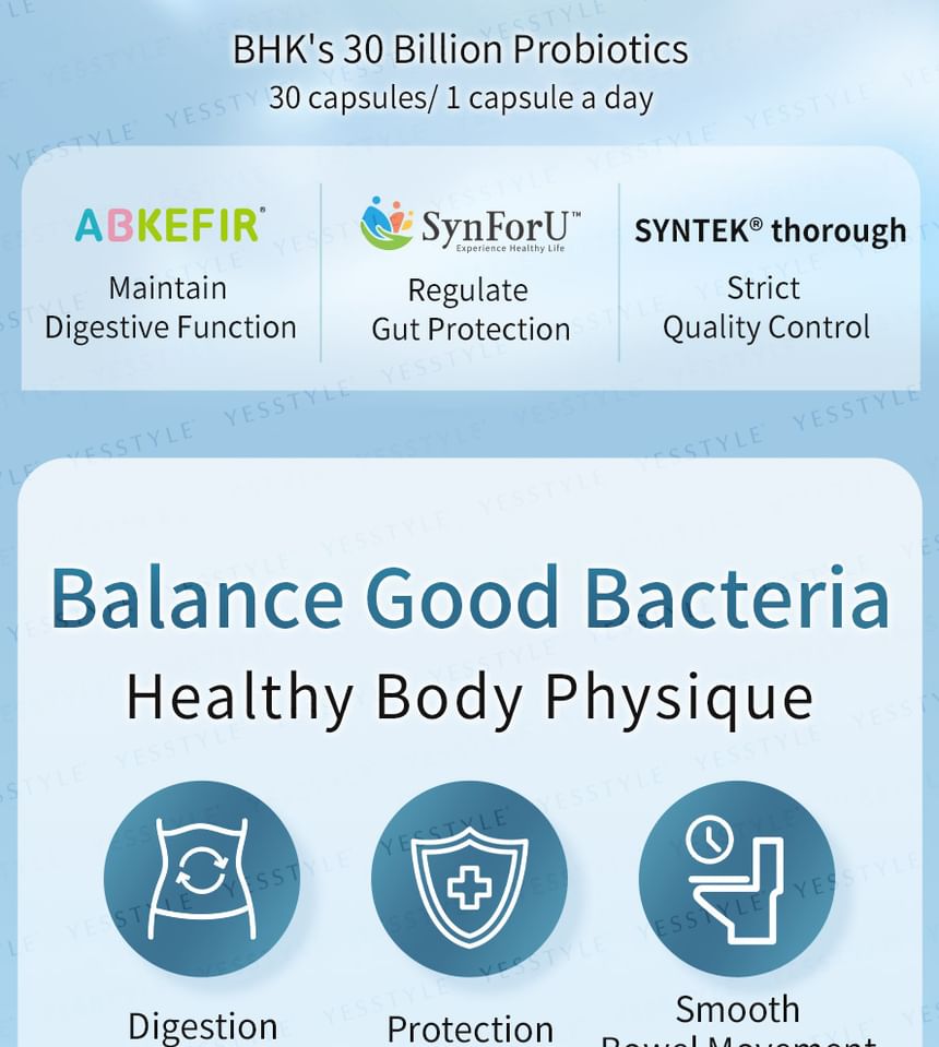 BHK’s - 30 Billion Probiotics Veg Capsule, 30 capsules, 200 g, 4713051524543