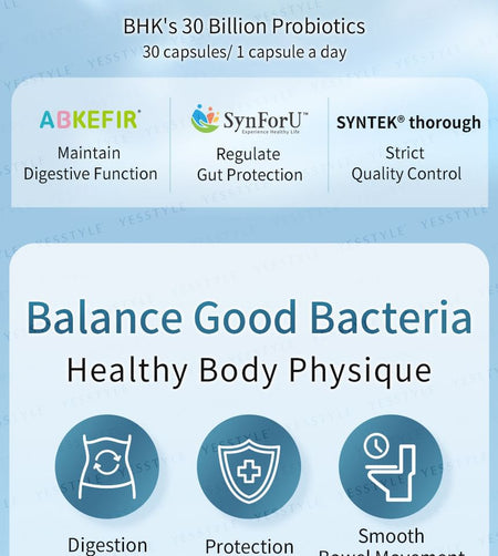 BHK’s - 30 Billion Probiotics Veg Capsule, 30 capsules, 200 g, 4713051524543