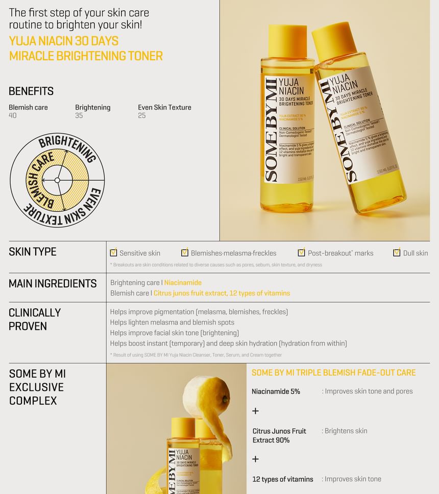 SOME BY MI - Yuja Niacin 30 Days Miracle Brightening Toner, Renewed - 150ml, 200 g, 8809647393221