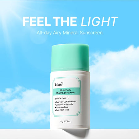 Dear, Klairs - All-day Airy Mineral Sunscreen Jumbo, 60g, 94 g, 8809572892424