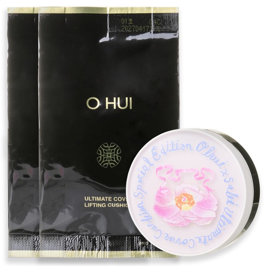O HUI - Ultimate Cover Lifting Cushion 01 Milk Beige Set Flower Edition, 3 pcs, 287 g, 8809949493070
