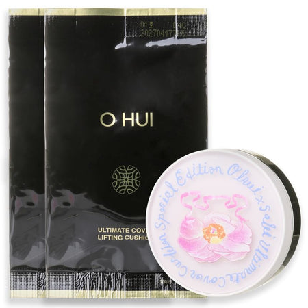 O HUI - Ultimate Cover Lifting Cushion 01 Milk Beige Set Flower Edition, 3 pcs, 287 g, 8809949493070