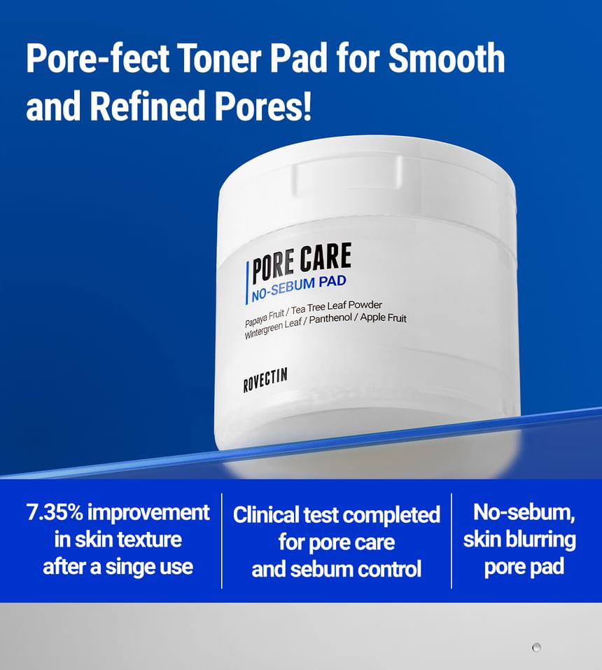 ROVECTIN - Pore Care No-Sebum Pad, 60 pads, 306 g, 8809348504285