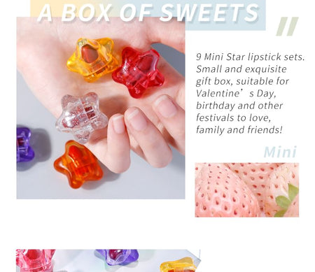 JULIA POP - Wishing Candy Stars 9 Colours Mini Matte Lipstick Set, 9pcs x 1g, 55 g, 6951286442470