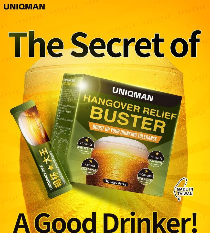 BHK’s - Uniqman Hangover Relief Buster Powder, 3g x 30 packs, 200 g, 4713051527766