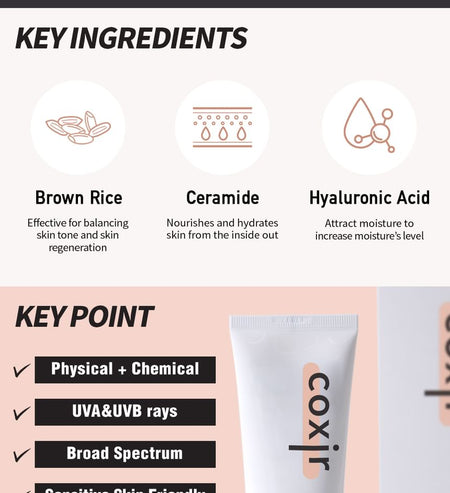 coxir - Brown Rice Ceramide Sunscreen, 50ml, 70 g, 8809080826461