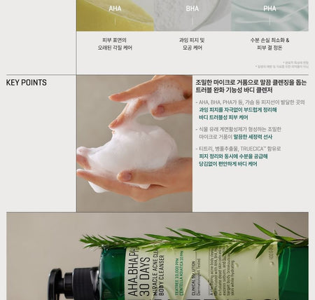 SOME BY MI - AHA, BHA, PHA 30 Days Miracle Acne Clear Body Cleanser, 2024 Version - 400g, 484 g, 8809647390725