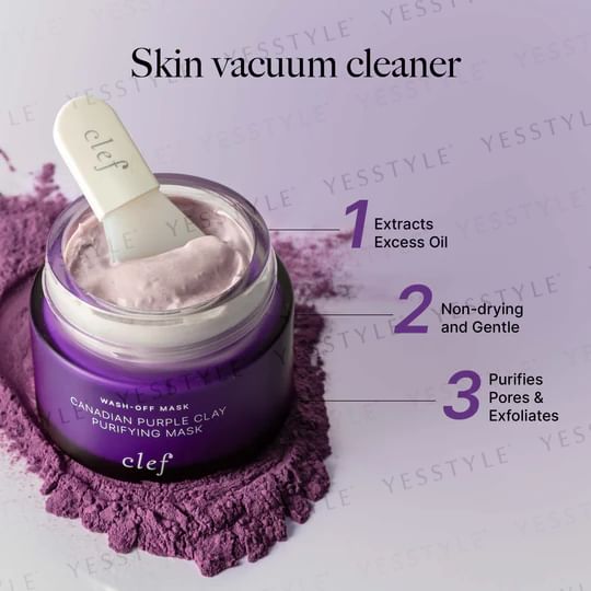 clef - Canadian Purple Clay Purifying Mask, 100g, 240 g, 9556839900260