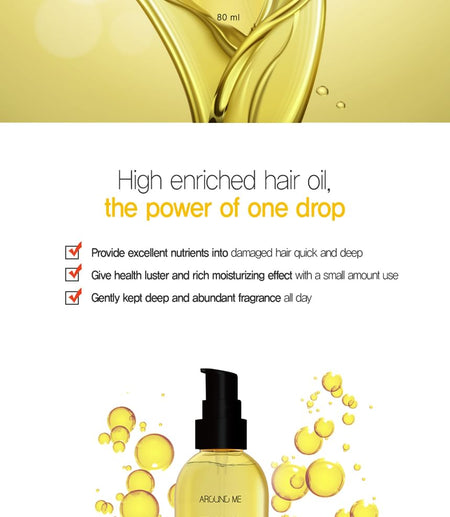 AROUND ME - Egg Nourishing Hair Oil, 80ml, 95 g, 8803348043911