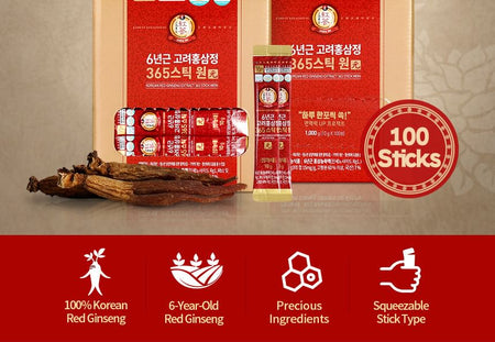 JUNGWONSAM - Korean Red Ginseng Extract 365 Stick Won, 10g x 100 sticks, 1250 g, 8809118592986