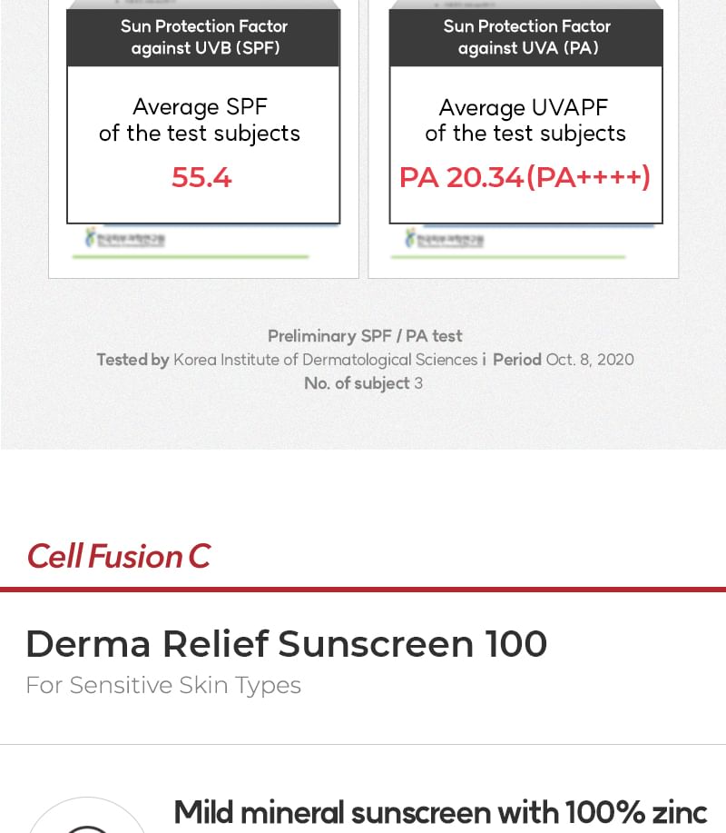 Cell Fusion C - Derma Relief Sunscreen 100, 50ml, 130 g, 8809694620264