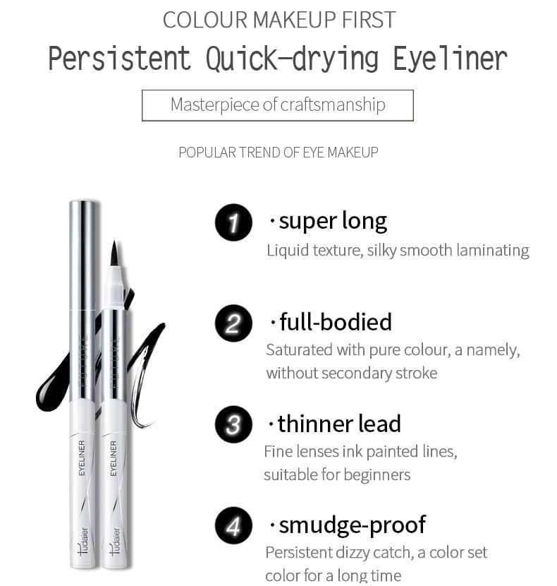 Pudaier - 5D Long Lasting Quick-Drying Eyeliner, Black - 2.5ml, 15 g, 6931904230146