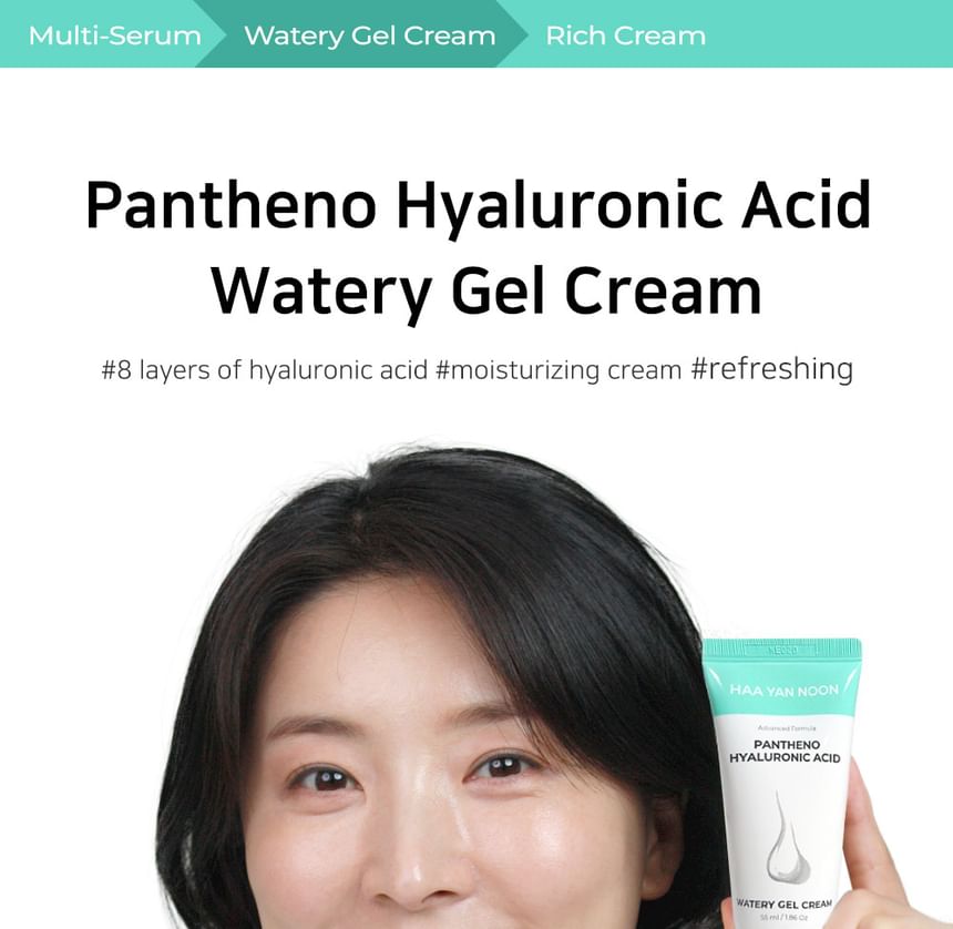 Nella - Haa Yan Noon Pantheno Hyaluronic Acid Watery Gel Cream, 55ml, 140 g, 