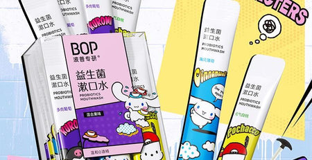 BOP - Probiotics Freshen Mouthwash Sanrio Limited Edition, Sanrio Mixed Fruit Flavor - (11ml x 15pcs), 221 g, 6972682694843