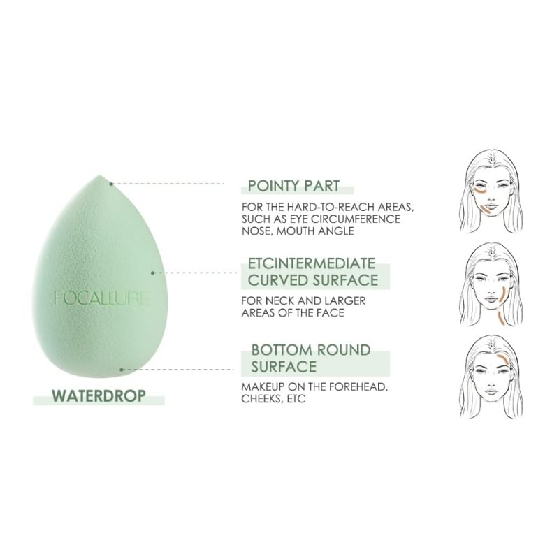 FOCALLURE - Match Max Make Up Sponge - Waterdrop Shape, #04 Mint Green - 1pc, 11 g, 6941845824502
