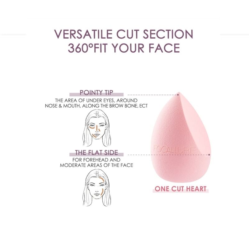 FOCALLURE - Match Max Make Up Sponge - One Cut Heart, #06 Soft Pink  - 1pc, 10 g, 6941845824472