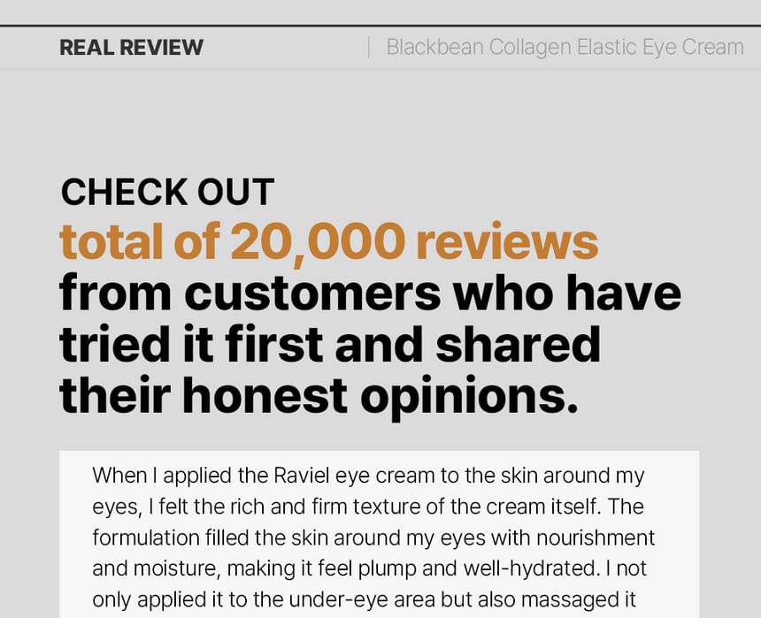 RAVIEL - Blackbean Collagen Elastic Eye Cream, 20ml, 60 g, 8809831100840