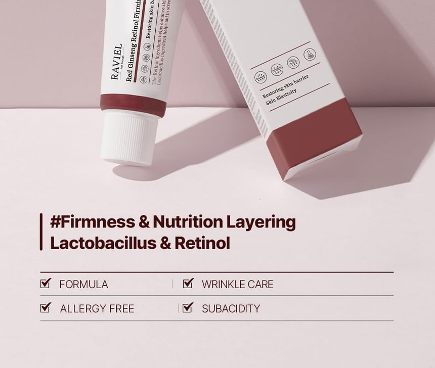 RAVIEL - Red Ginseng Retinol Firming Cream, 50ml, 70 g, 8809831100819