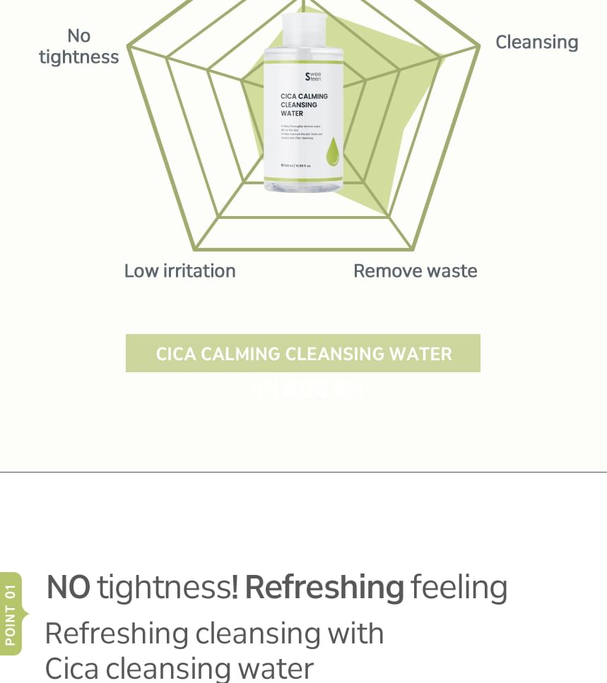 Sweeteen - Cica Calming Cleansing Water, 500ml, 580 g, 8809706230245