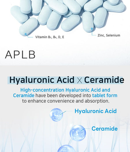 APLB - Hyaluronic Acid Ceramide Beauty Tablet, 500mg x 30 tablets, 51 g, 8809874684352
