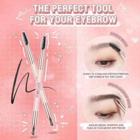 PINKFLASH - Dual-Ended Eyebrow Brush, #01 Eyebrow Brush - 1pc, 6 g, 6941845824403
