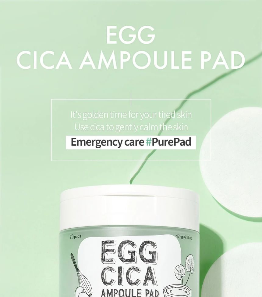 too cool for school - Egg Cica Ampoule Pad, 70 pads, 287 g, 8809658628749