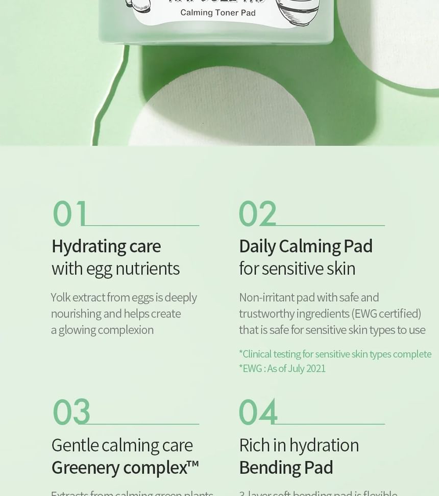 too cool for school - Egg Cica Ampoule Pad, 70 pads, 287 g, 8809658628749