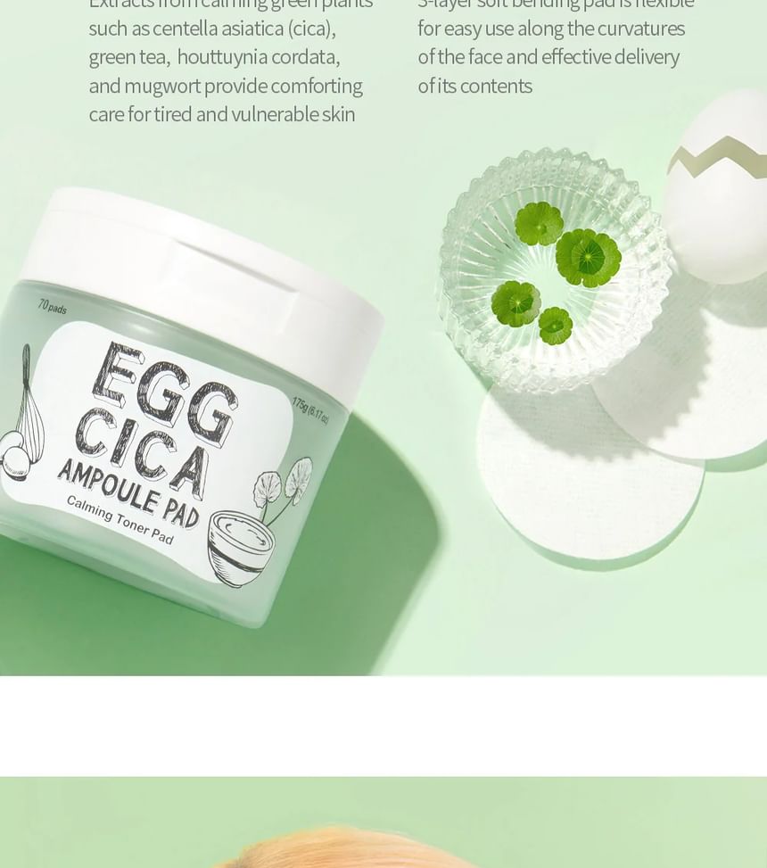 too cool for school - Egg Cica Ampoule Pad, 70 pads, 287 g, 8809658628749
