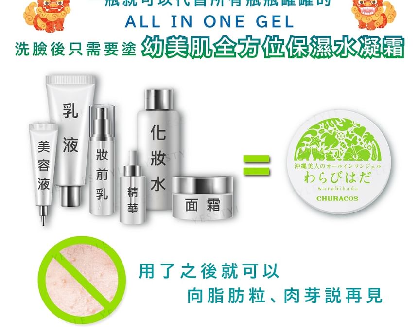 CHURACOS - Warabihada All In One Gel Moisturizing, 30g, 70 g, 4589402840125