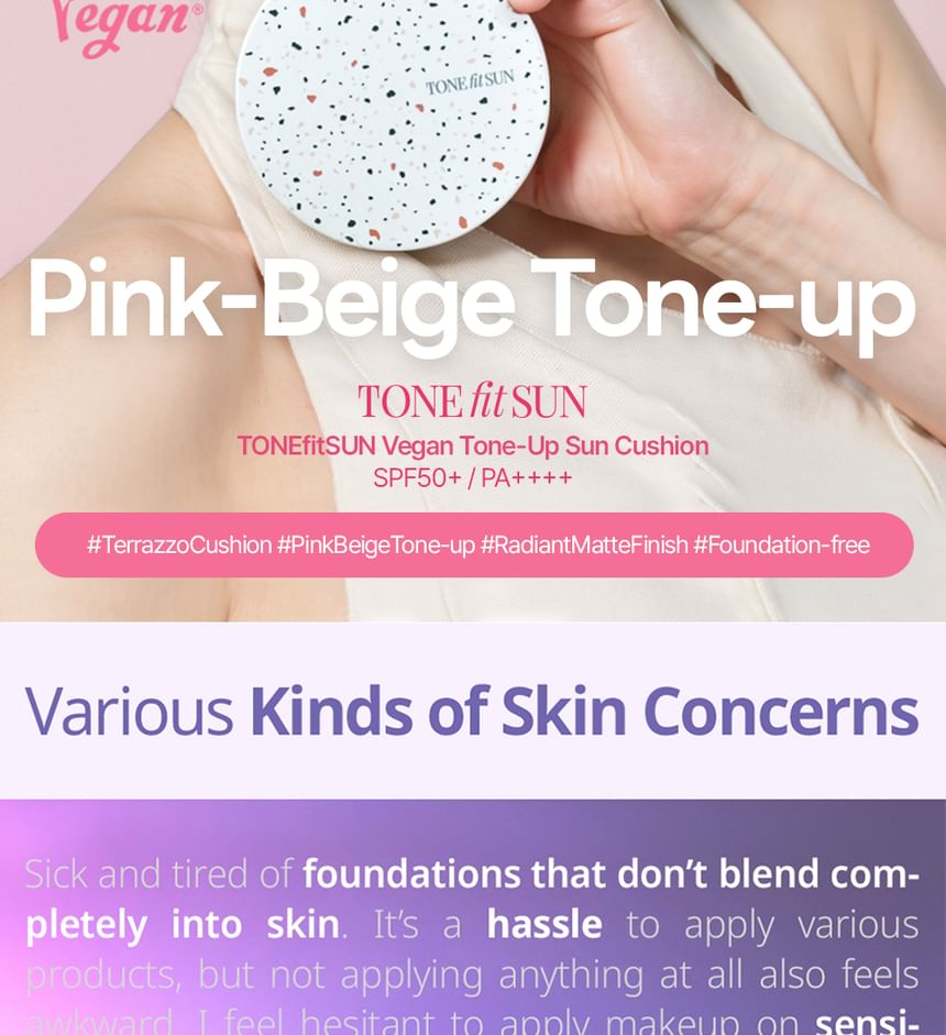 TONEfitSUN - Vegan Tone-Up Sun Cushion, 12g, 85 g, 8802221870019