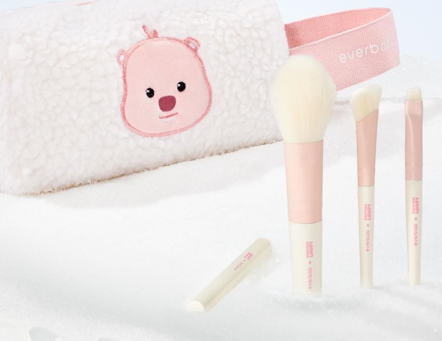 everbab - Mini Makeup Brush Set with Storage Bag Loopy Limited Edition, Mini Makeup Brush Set with Storage Bag (6pcs), 80 g, 