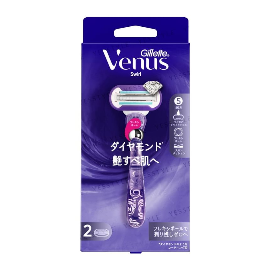 Gillette Japan - Venus Swirl Razor For Glossy Skin Body & 2 Blade, 1 Set, 130 g, 4987176160249