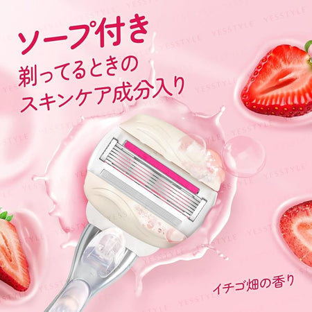 Gillette Japan - Venus Comfortglide Strawberry Field Razor For Moist Skin Body & 2 Blade, 1 Set, 130 g, 4987176160348