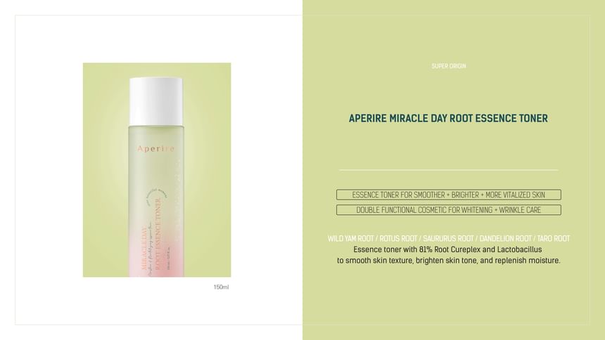 Aperire - Miracle Day Root Essence Toner, 150ml, 380 g, 8809748550929
