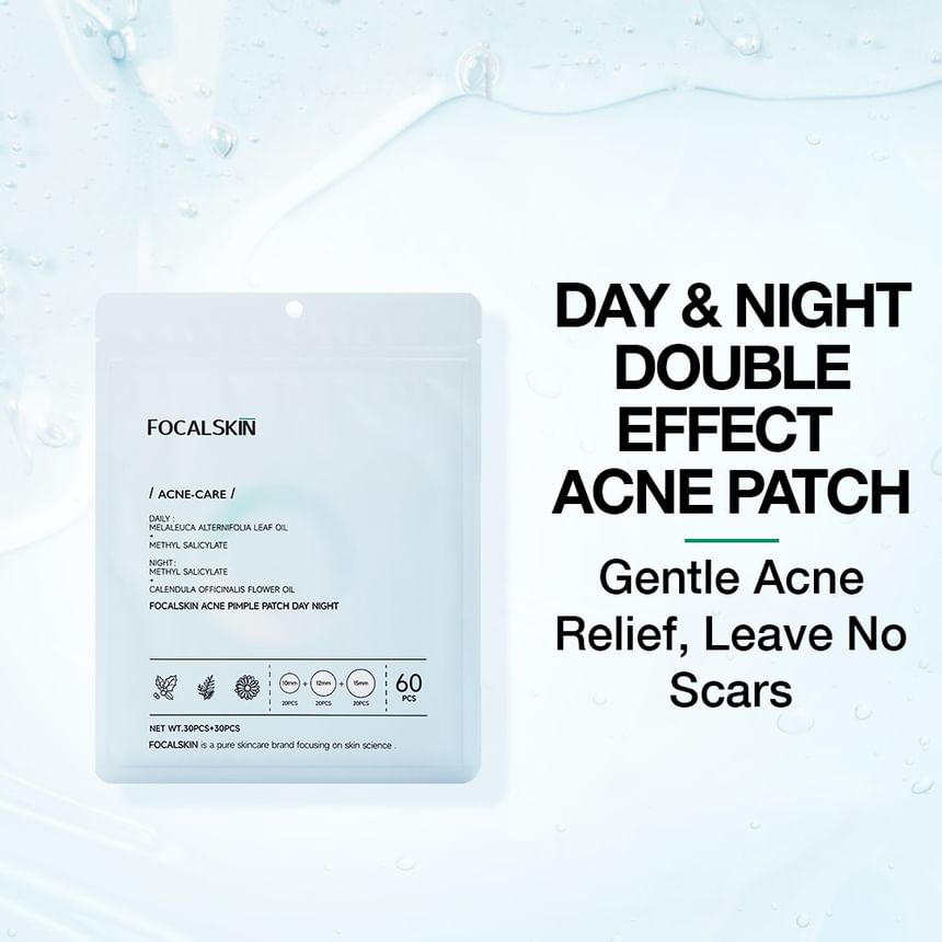 FOCALSKIN - Acne Pimple Patch Day Night, #Day 30pcs + Night 30pcs, 14 g, 6941845812233