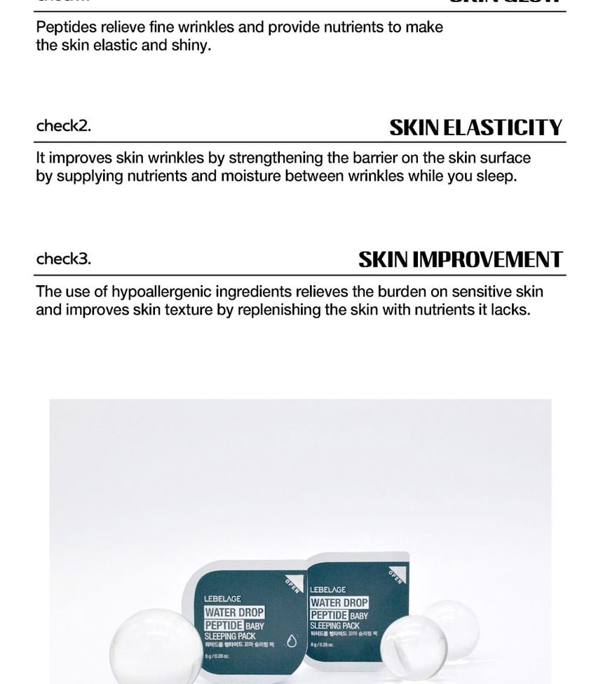 LEBELAGE - Water Drop Peptide Baby Sleeping Pack, 8g, 10 g, 8809679093304