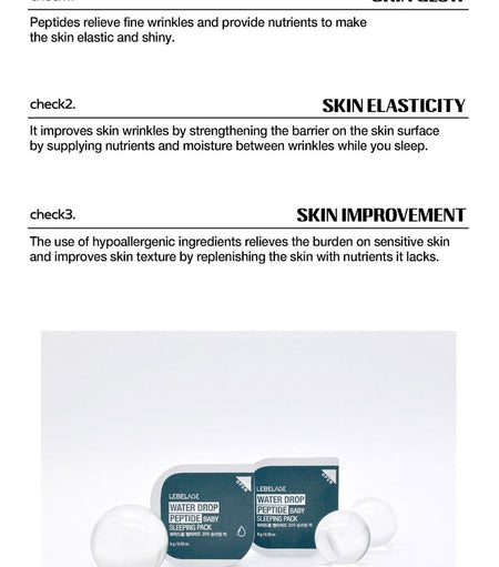 LEBELAGE - Water Drop Peptide Baby Sleeping Pack, 8g, 10 g, 8809679093304