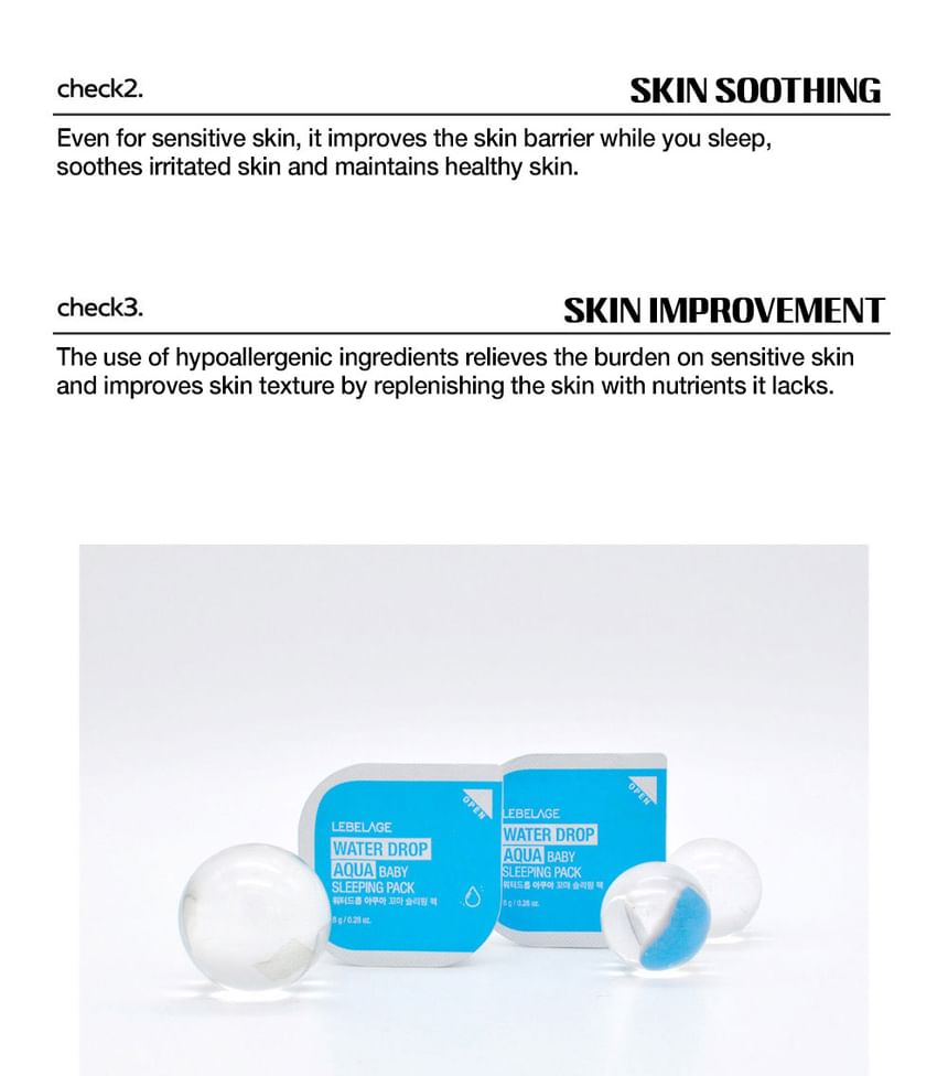 LEBELAGE - Water Drop Aqua Baby Sleeping Pack, 8g, 10 g, 8809679093311
