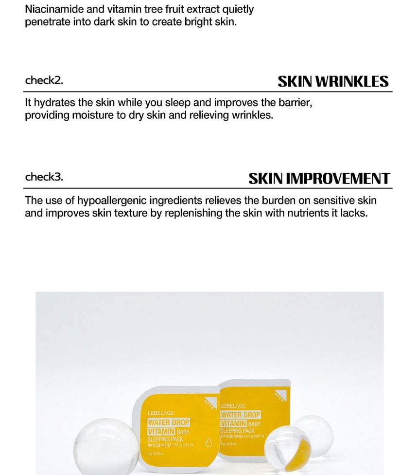 LEBELAGE - Water Drop Vitamin Baby Sleeping Pack, 8g, 10 g, 8809679093298