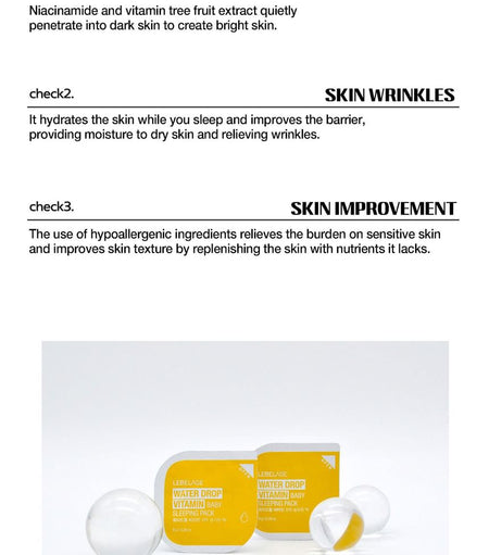 LEBELAGE - Water Drop Vitamin Baby Sleeping Pack, 8g, 10 g, 8809679093298