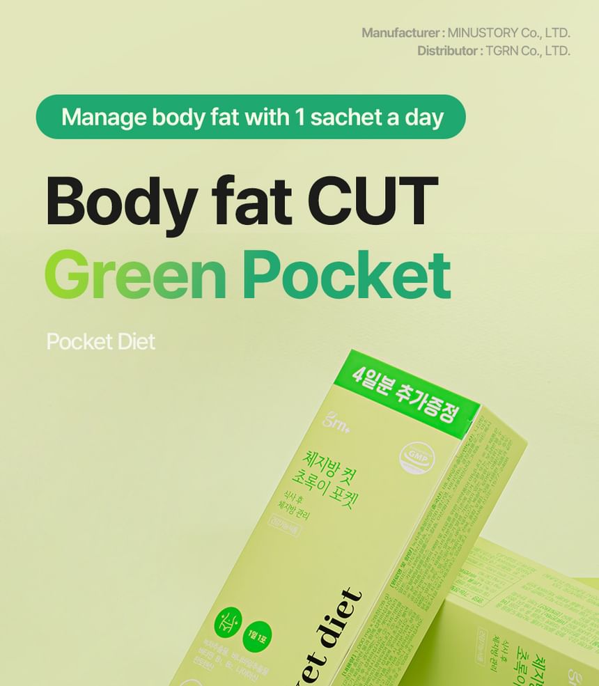 grn+ - Body Fat Cut Green Pocket, 2024 Version - 1000mg x 28 tablets, 70 g, 8809364347804