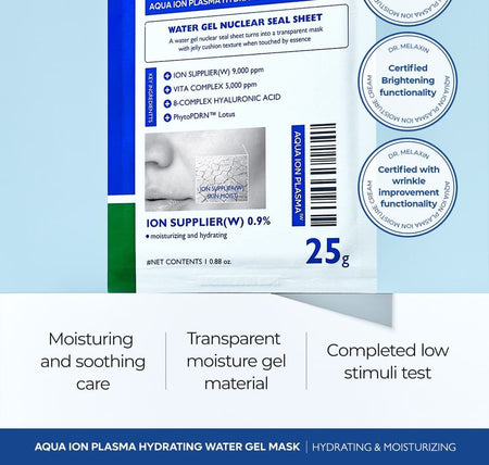 Dr.Melaxin - Aqua Ion Plasma Water Gel Mask Set, 25g x 5 sheets, 188 g, 8809886481628