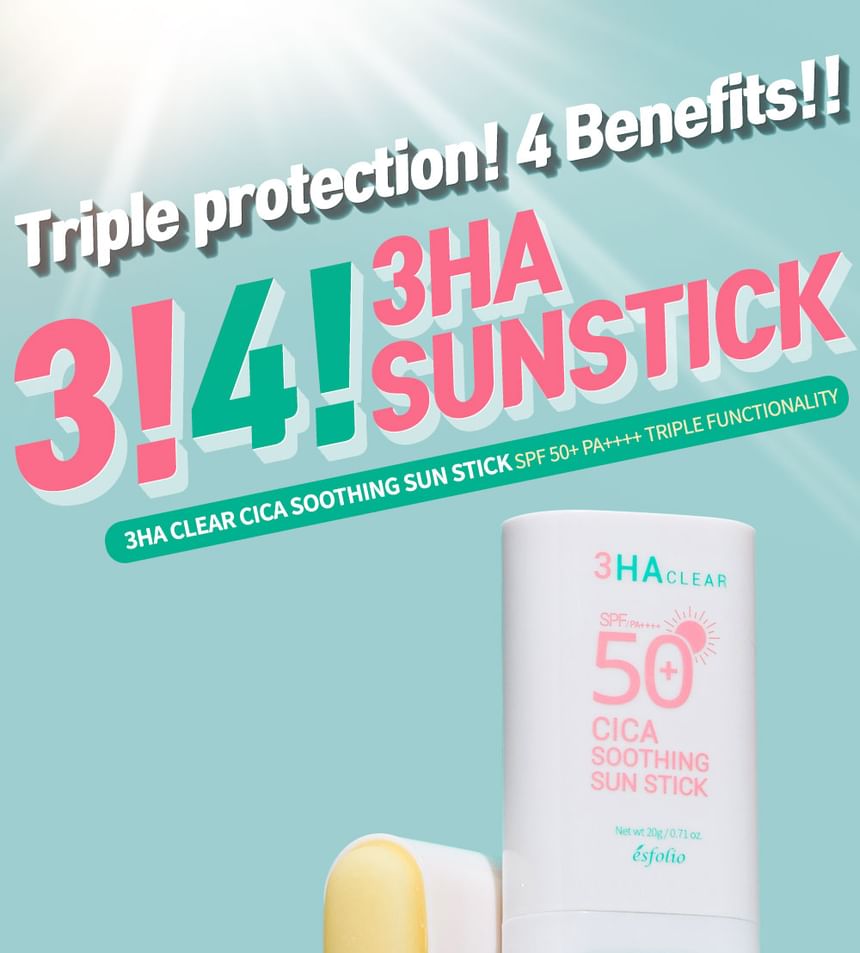 esfolio - 3HA Clear Cica Soothing Sun Stick, 20g, 57 g, 8809901211247