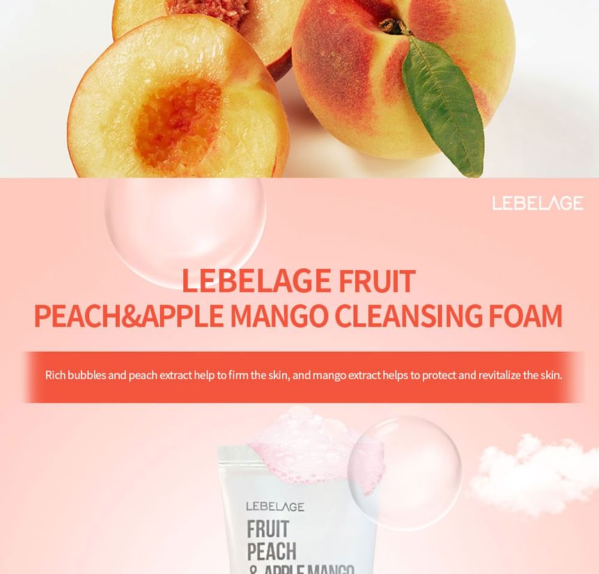 LEBELAGE - Fruit Peach & Apple Mango Cleansing Foam, 100ml, 120 g, 8809679092482
