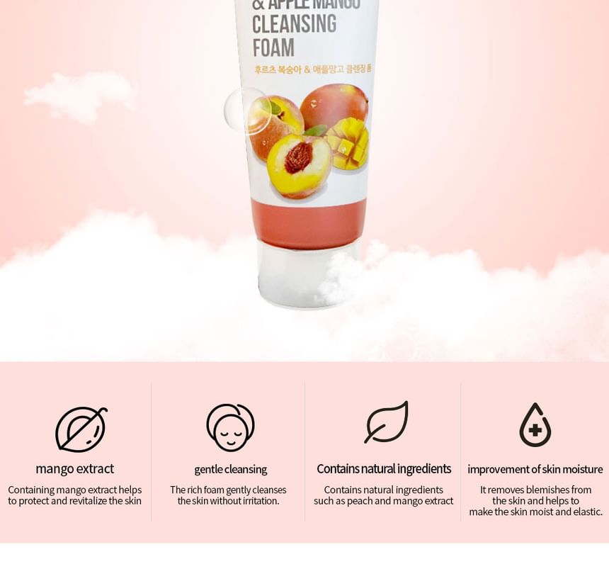LEBELAGE - Fruit Peach & Apple Mango Cleansing Foam, 100ml, 120 g, 8809679092482