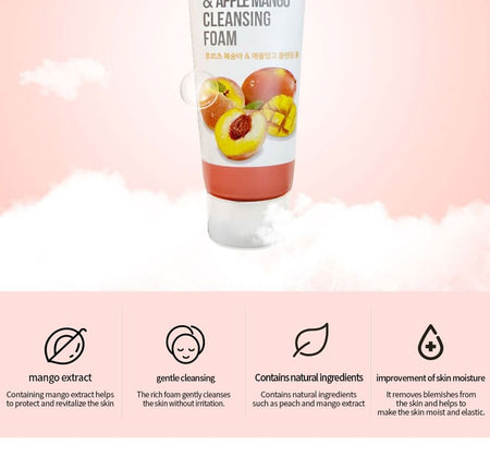 LEBELAGE - Fruit Peach & Apple Mango Cleansing Foam, 100ml, 120 g, 8809679092482