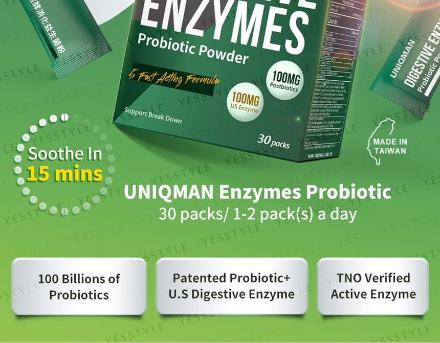 BHK’s - Uniqman Enzymes Probiotic Powder, 2g x 30 packs, 180 g, 4713051527643